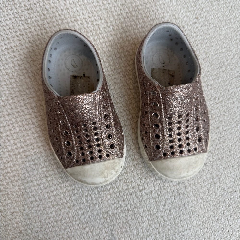 Native Shoes Jefferson Bling Glitter Slip-On Waterproof Sneaker Shoes - 5 Walker